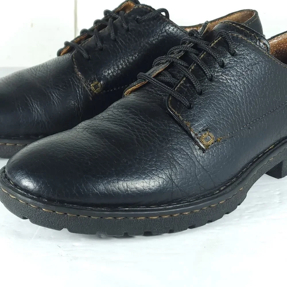 Born Men's Samson US 9 Black Leather Lace up Casual Oxford Shoes H43403